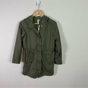 GAP Kids Girls Utility Army Green Jacket with Hoodie Size Large 10 to 11 Years